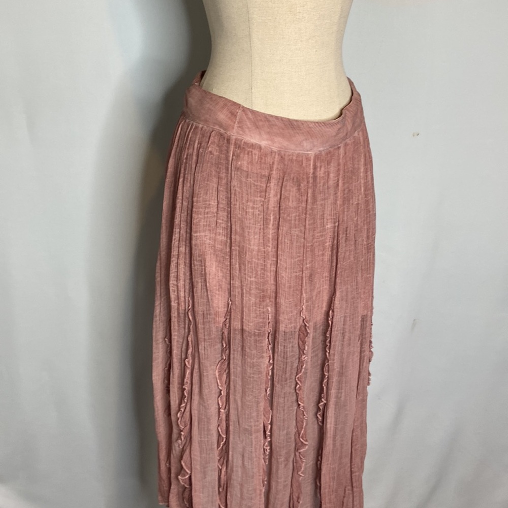 Free People Dusty Rose Crinkled Midi Skirt - Picture 5 of 8